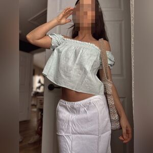 Aritzia Sunday Best Organic Linen/Cotton Mix Babydoll Top